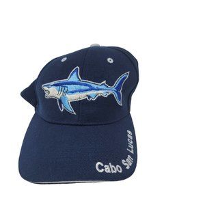 Cabo San Lucas Mexico Cap Hat Adjustable Embroidered Shark Navy Blue